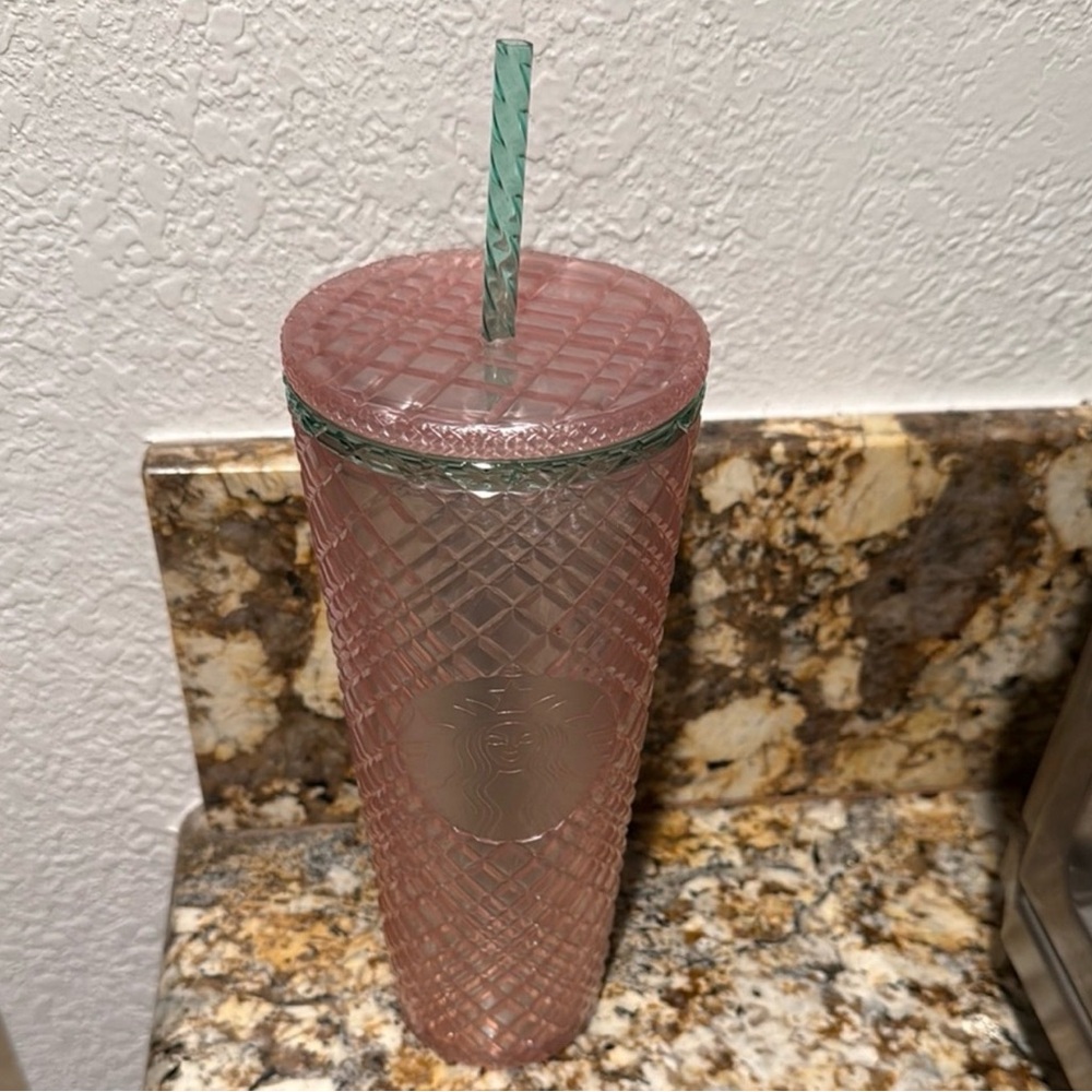 Pink Tumbler with Straw